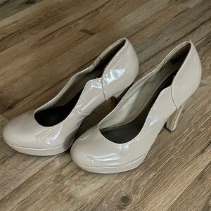 Beige Patent Leather Heels